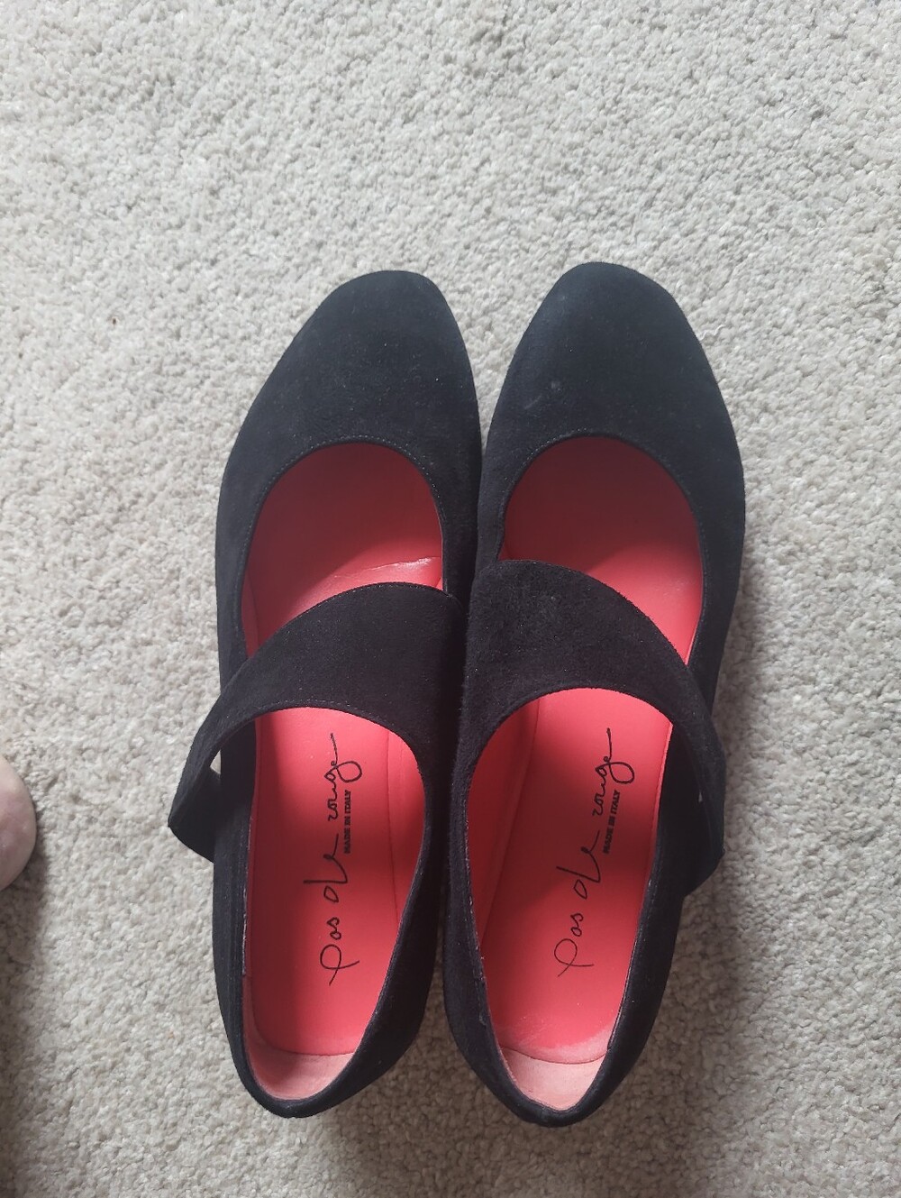 EUC Pas De Rouge black suede wedge Mary Jane So Great On